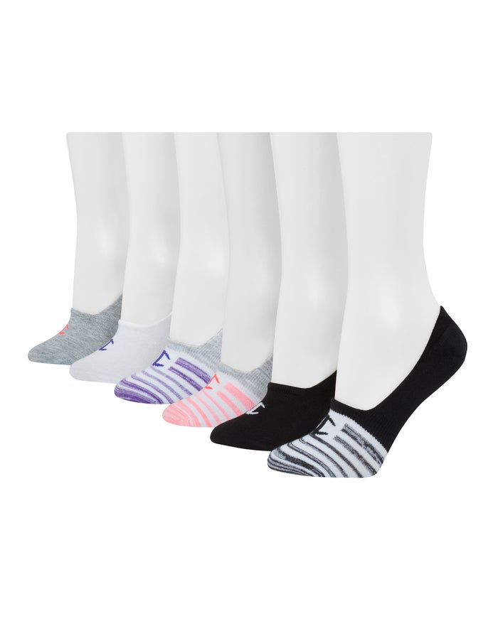 Champion Womens Socks NZ - Performance Invisible Liner 6-Pairs White/Black/Grey ( 6097-FRXJB )